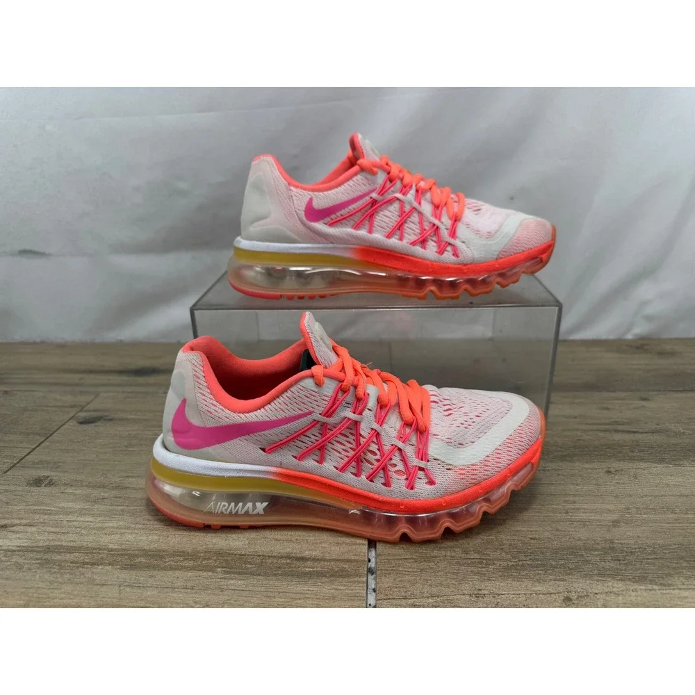 Nike‎ Air Max 2015 GS White Pink Bright Crimson Running Shoes 705458-101